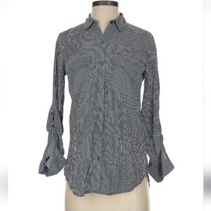 Express Blue and White Striped Button Down Shirt